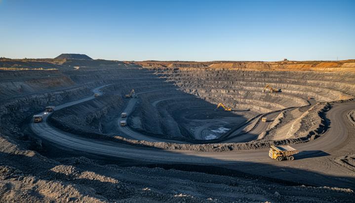 IPO индийского угольного гиганта: акции взлетели почти вдвое на дебюте Огромный угольный карьер с террасными уступами и крупной горнодобывающей техникой в солнечный день.