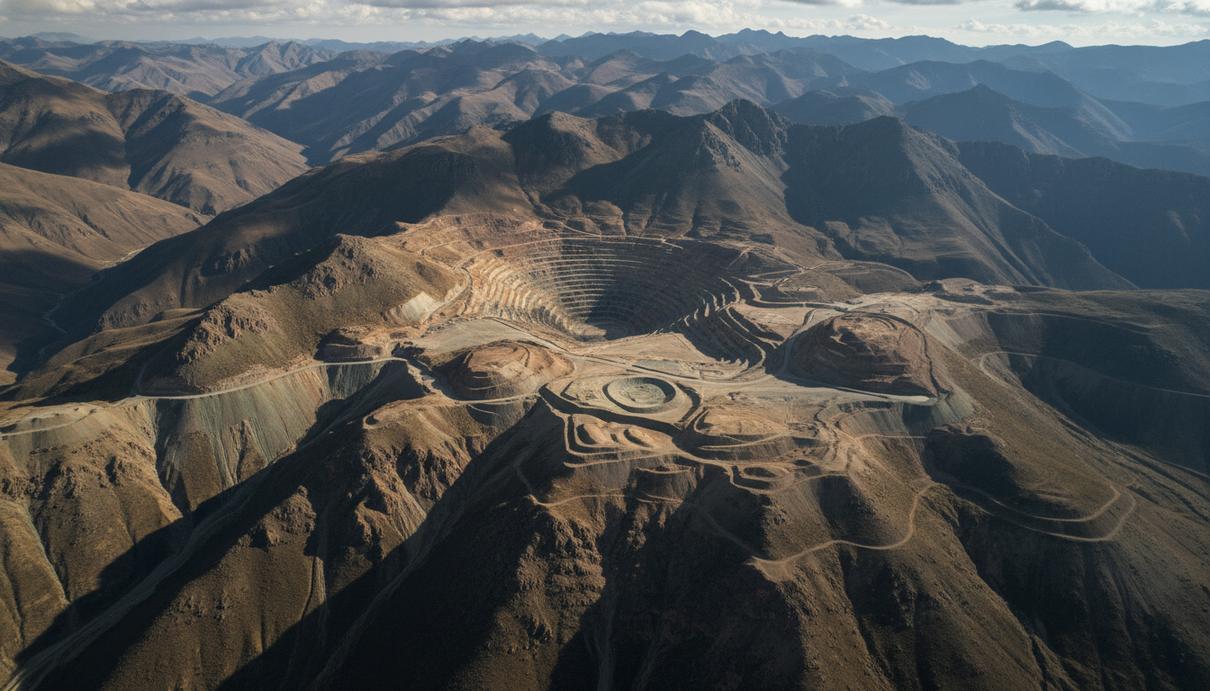 Панорамный вид на скалистый горный ландшафт в перуанских Андах на месте будущего медного рудника