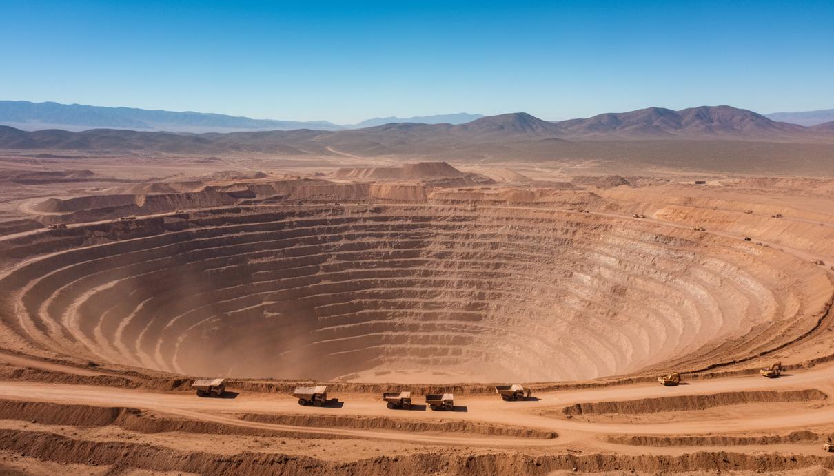 Codelco возобновила работу медных рудников в Чили после землетрясения Гигантский ступенчатый карьер по добыче медной руды в пустынном регионе Чили