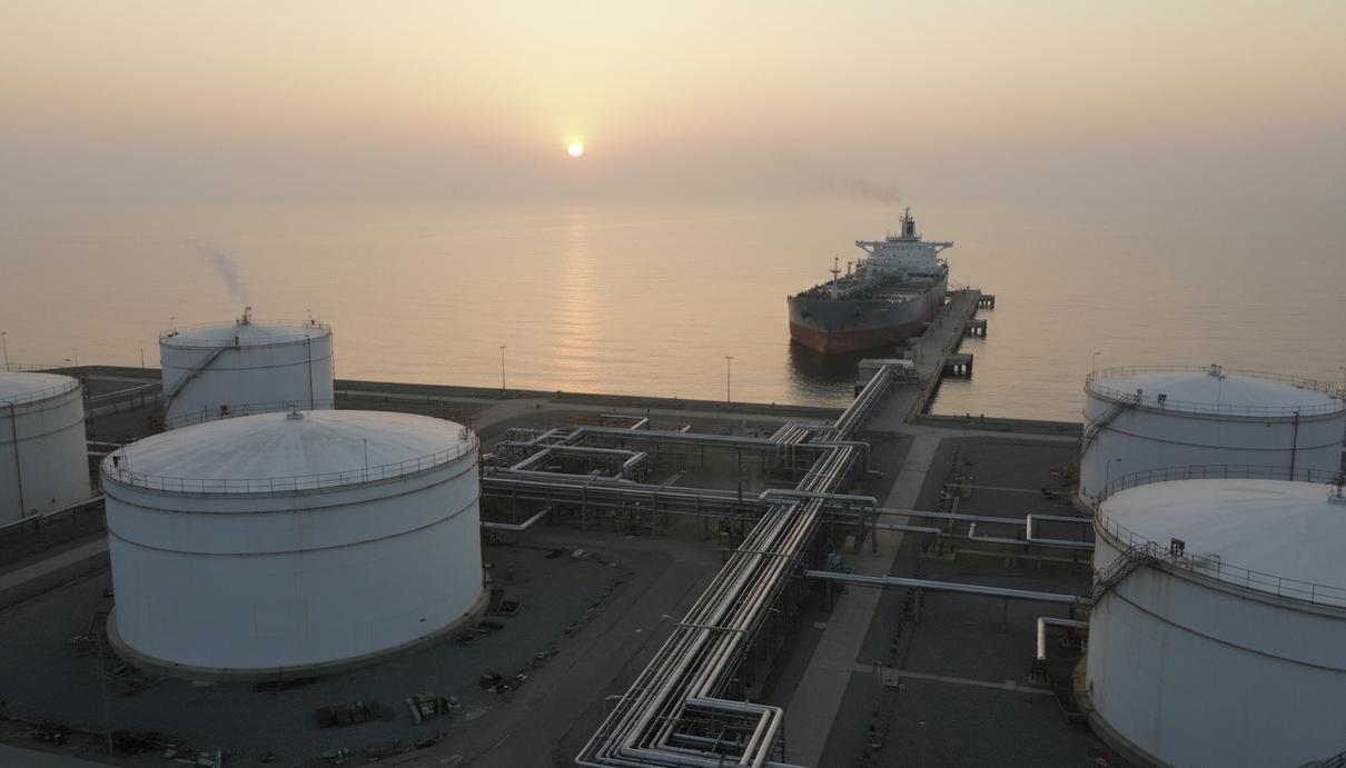 Trafigura: прибыль трейдера выросла до 4,1 млрд долларов на фоне кризиса поставок Нефтехранилище с крупными белыми резервуарами и танкером у терминала на морском побережье