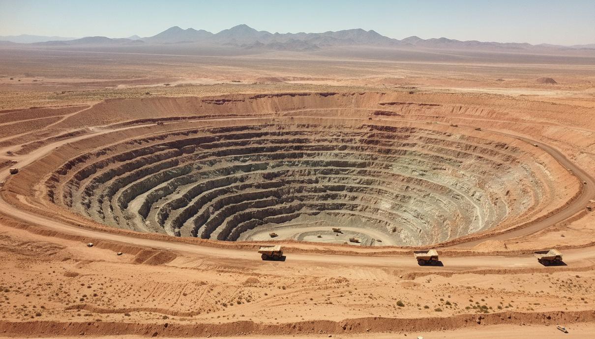 Издержки Codelco оказались в полтора раза выше, чем у конкурентов Огромный карьер медного рудника в чилийской пустыне Атакама с террасными стенами и гигантскими самосвалами.