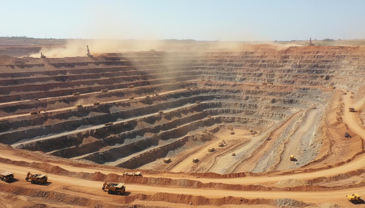 Неясность с лицензией в Гане давит на котировки Gold Fields Карьер крупного золотодобывающего рудника Тарква в Гане, вид на террасные уступы с работающей горной техникой.