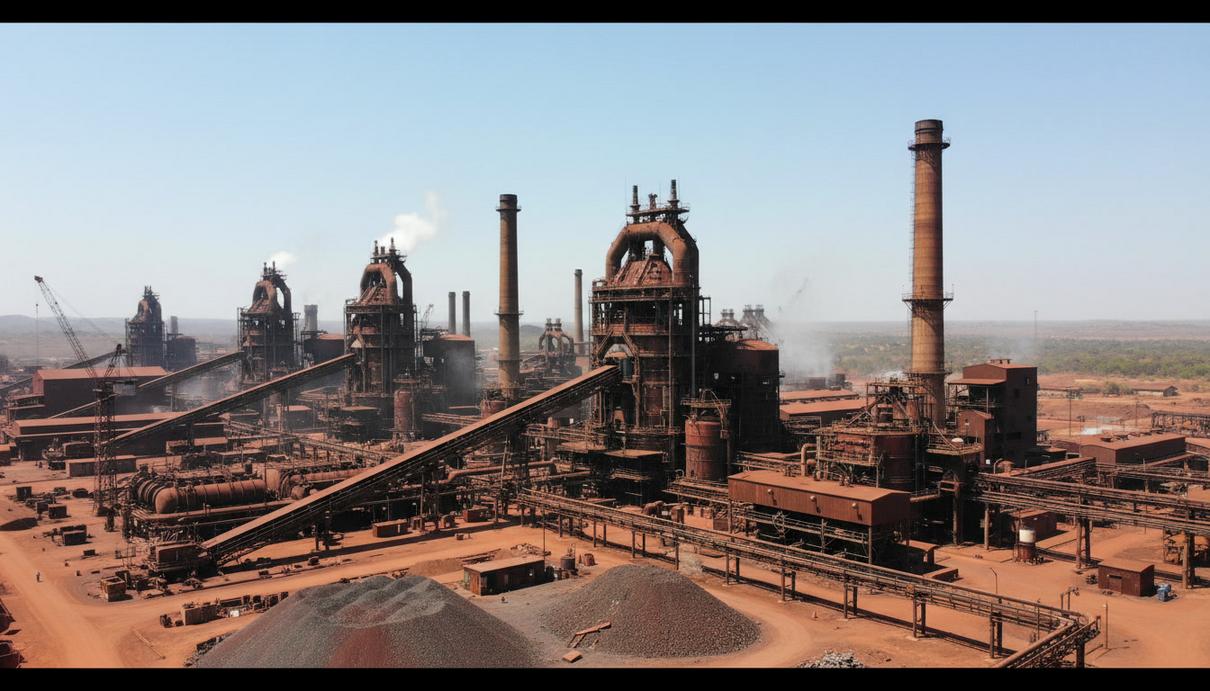 Медный завод Vedanta в Замбии возобновил работу после ремонта Крупный медеплавильный завод в Замбии, вид на промышленные корпуса, печи и высокие трубы.