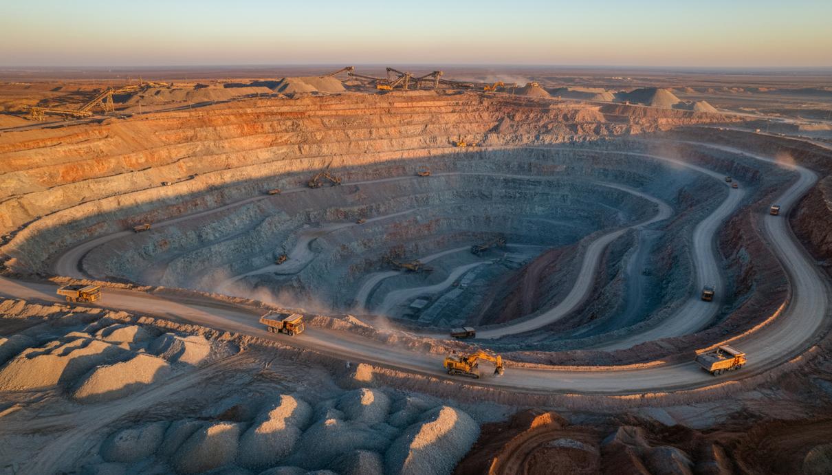 Hindustan Zinc удвоила квартальную прибыль на фоне роста цен на металлы Крупный карьер по добыче цинковой руды с высоты птичьего полета, в котором работает тяжелая горнодобывающая техника.
